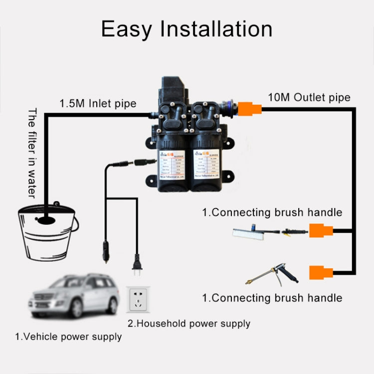 DC 12V Portable Double Pump High Pressure Outdoor Car Cigarette Lighter Washing Machine Vehicle Washing Tools - Car Washer & Accessories by buy2fix | Online Shopping UK | buy2fix