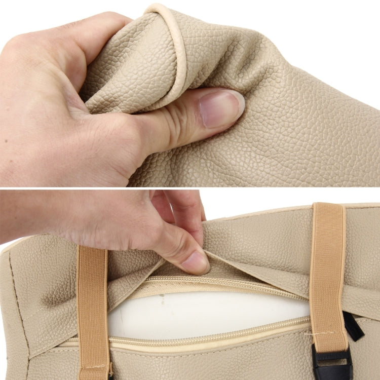 Universal Car PU Leather and Memory Foam Wrapped Armrest Box Breathable Car Armrest Box Mat with Phone Holder Storage Bag(Khaki) by buy2fix