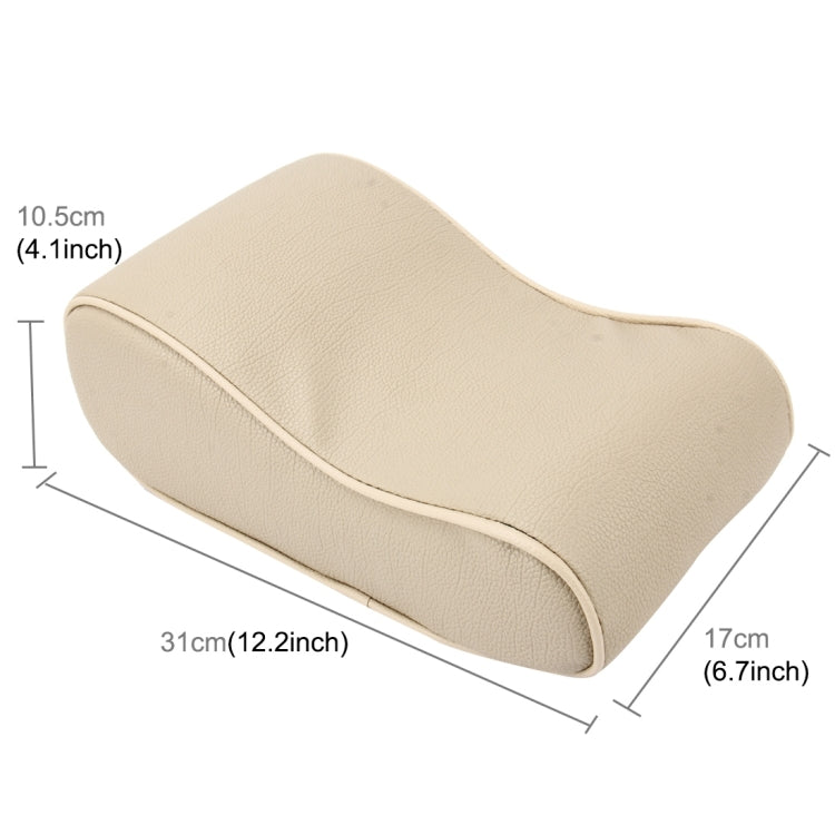 Universal Car PU Leather and Memory Foam Wrapped Armrest Box Breathable Car Armrest Box Mat with Phone Holder Storage Bag(Khaki) by buy2fix