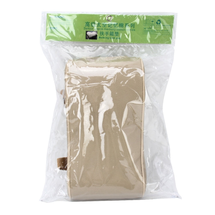 Universal Car PU Leather and Memory Foam Wrapped Armrest Box Breathable Car Armrest Box Mat with Phone Holder Storage Bag(Khaki) by buy2fix