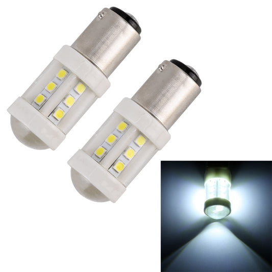 2 PCS 1157 / BAY15D 4.5W DC 12V 6000K 360LM Car Auto Ceramics Brake Lights 18LEDs SMD-3030 Lamps, with Projector Lens (White Light) - Brake Lights by buy2fix | Online Shopping UK | buy2fix