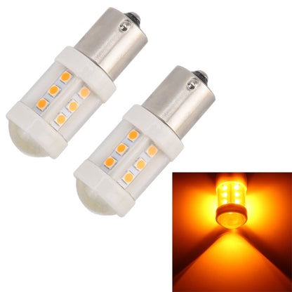 2 PCS 1156 / BA15S 4.5W DC 12V Car Auto Ceramics Turn Lights 18LEDs SMD-3030 Lamps, with Projector Lens (Orange Light) - Brake Lights by buy2fix | Online Shopping UK | buy2fix