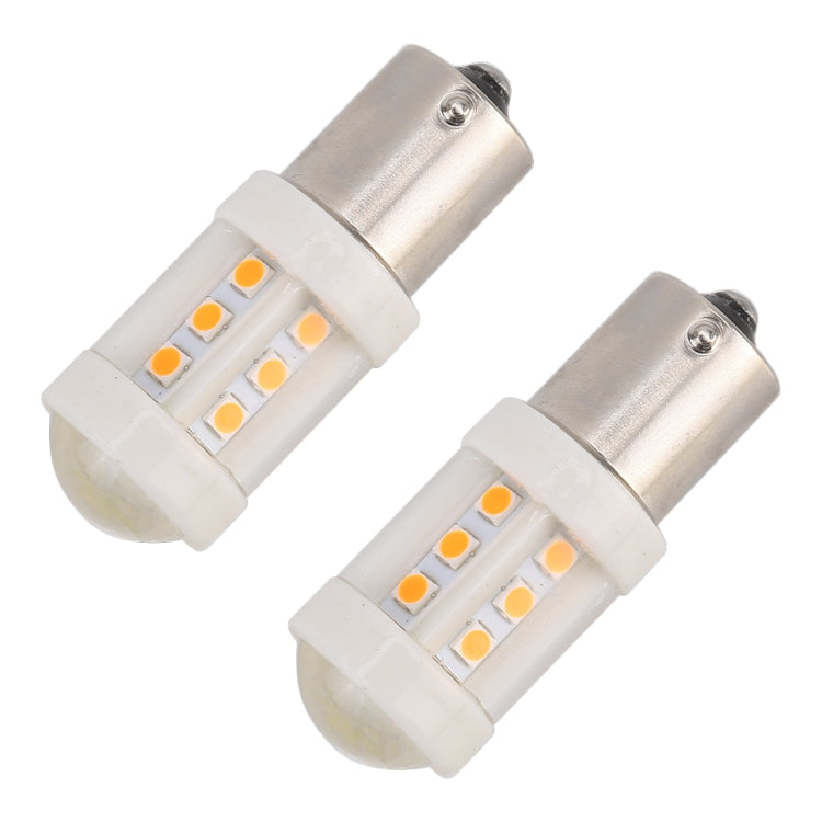 2 PCS 1156 / BA15S 4.5W DC 12V Car Auto Ceramics Turn Lights 18LEDs SMD-3030 Lamps, with Projector Lens (Orange Light) - Brake Lights by buy2fix | Online Shopping UK | buy2fix