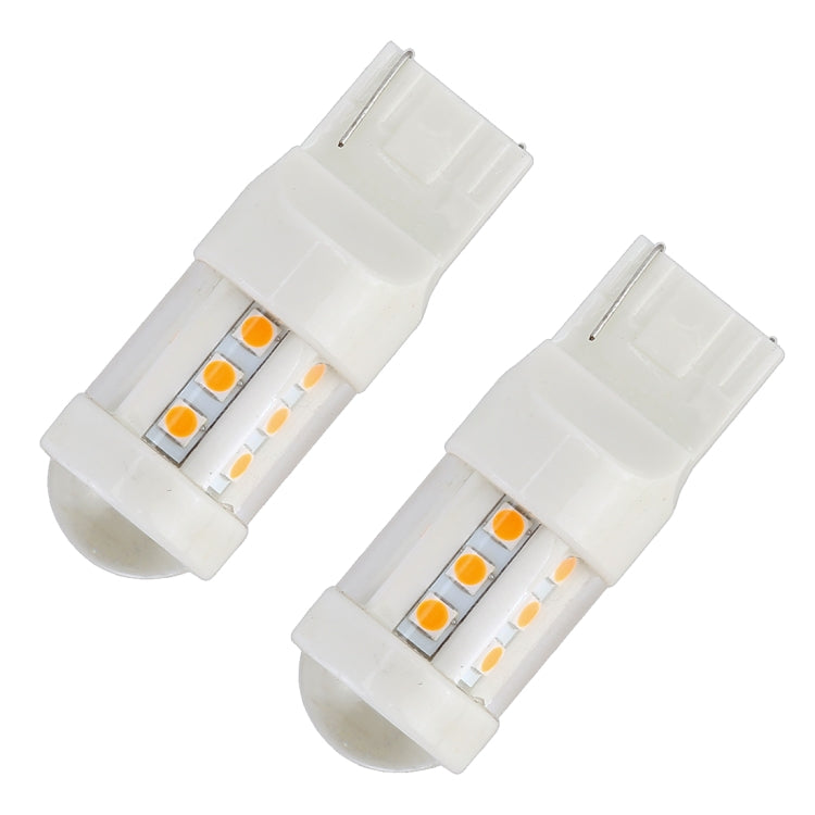 2 PCS T20 / 7440 4.5W DC 12V Car Auto Ceramics Turn Lights 18LEDs SMD-3030 Lamps, with Projector Lens (Orange Light) - Brake Lights by buy2fix | Online Shopping UK | buy2fix