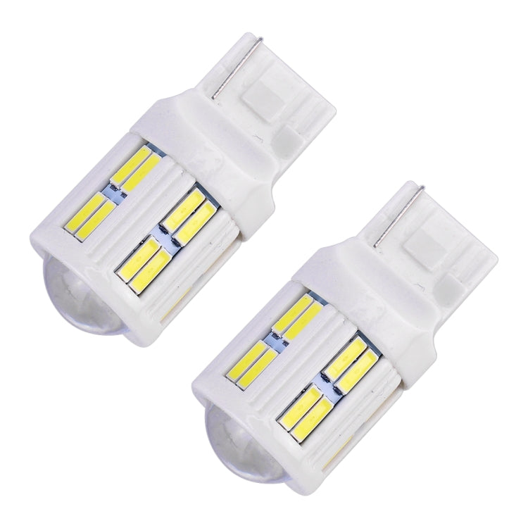 2 PCS T20 / 7440 3W DC 12V 6000K 200LM Car Auto Ceramics Turn Lights / Reversing Light 16LEDs SMD-7020 Lamps, with Projector Lens(White Light) - Brake Lights by buy2fix | Online Shopping UK | buy2fix