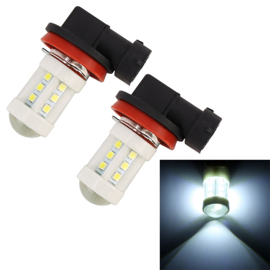 2 PCS H11 4.5W DC 12V 6000K 360LM Car Auto Ceramics Fog Light 18LEDs SMD-3030 Lamps, with Projector Lens(White Light) - Fog / Driving Lights by buy2fix | Online Shopping UK | buy2fix