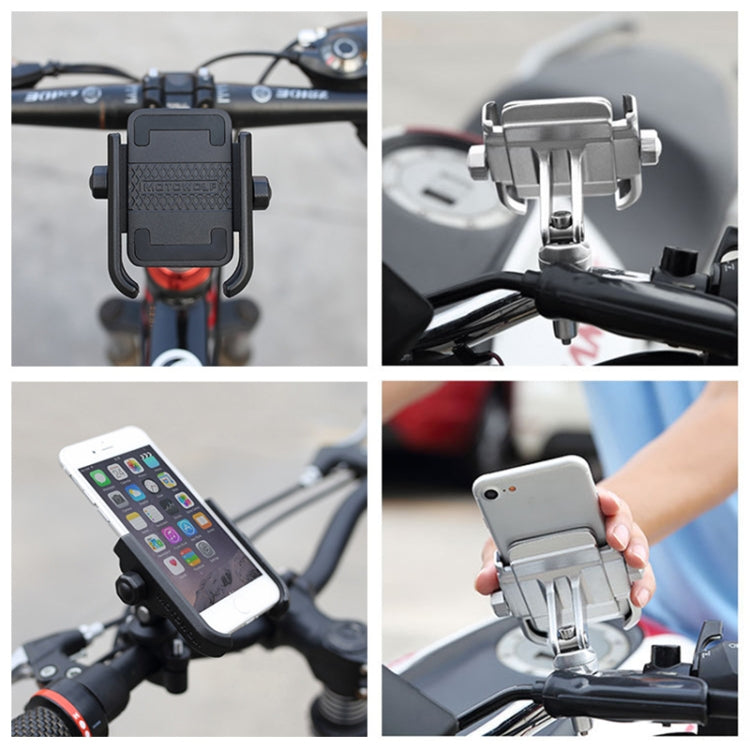 Motorcycle Handlebar Aluminum Alloy Phone Bracket, Suitable for 4-6 inch Device(Black) - Holder by buy2fix | Online Shopping UK | buy2fix