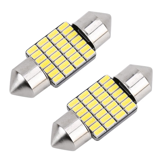 2 PCS 31mm DC12V / 1.2W / 6000K / 80LM 28LEDs SMD-3014 Car License Plate Light / Dome Light, with Decoder by buy2fix
