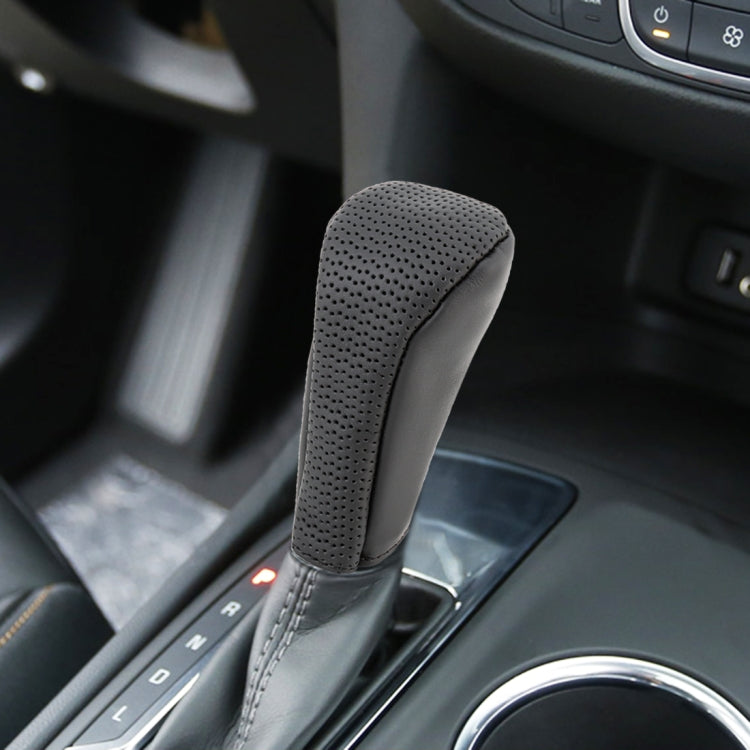 Universal Nonslip Breathable Genuine Leather Car Gear Shift Knob Cover(Black) - In Car by buy2fix | Online Shopping UK | buy2fix