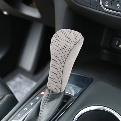 Universal Nonslip Breathable Genuine Leather Car Gear Shift Knob Cover(Grey) by buy2fix