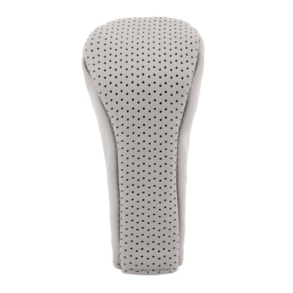 Universal Nonslip Breathable Genuine Leather Car Gear Shift Knob Cover(Grey) by buy2fix