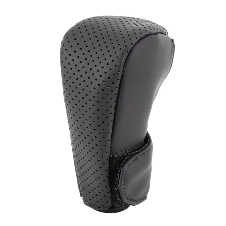 Universal Nonslip Breathable Genuine Leather Car Gear Shift Knob Cover(Black) by buy2fix