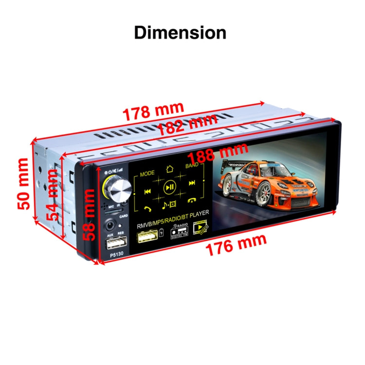 P5130 HD 1 Din 4.1 inch Car Radio Receiver MP5 Player, Support FM & AM & Bluetooth & TF Card, with Steering Wheel Remote Control by buy2fix