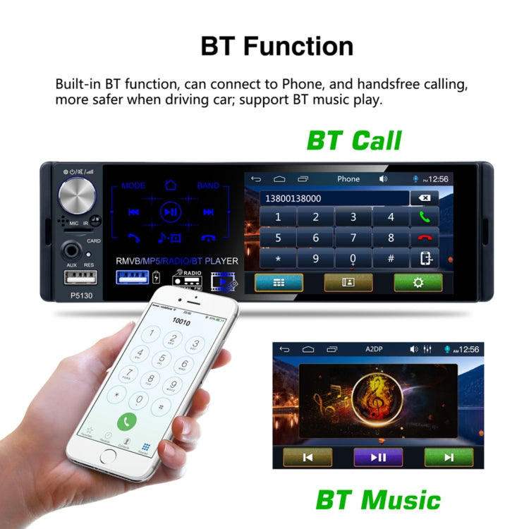 P5130 HD 1 Din 4.1 inch Car Radio Receiver MP5 Player, Support FM & AM & Bluetooth & TF Card, with Steering Wheel Remote Control by buy2fix