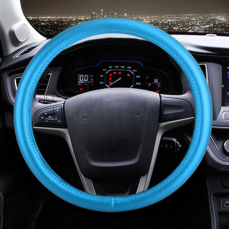 Universal Car Plating Leather Steering Wheel Cover, Diameter: 38cm (Blue) - Steering Wheel Accessories by buy2fix | Online Shopping UK | buy2fix