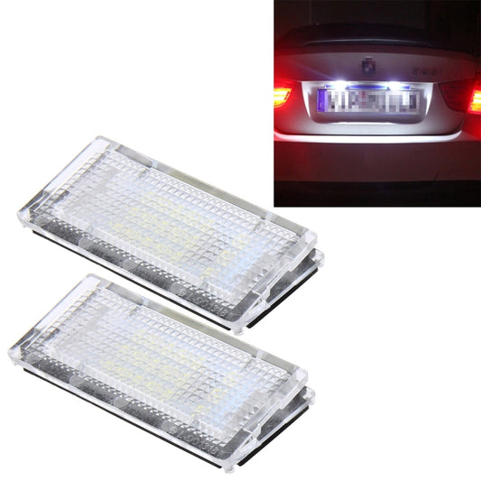 2 PCS License Plate Light with 18  SMD-3528 Lamps for BMW E46 4D 1998-2003，2W 120LM,6000K, DC12V (White Light) - License Plate Lights by buy2fix | Online Shopping UK | buy2fix