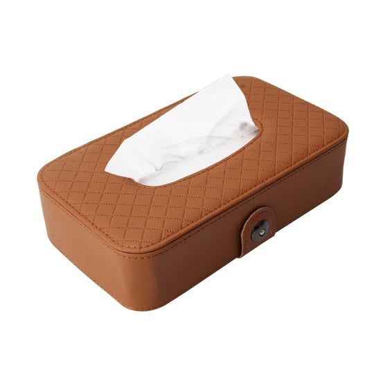Universal Car Facial Tissue Box Case Holder Tissue Box Fashion and Simple Paper Napkin Bag with Napkin(Brown)