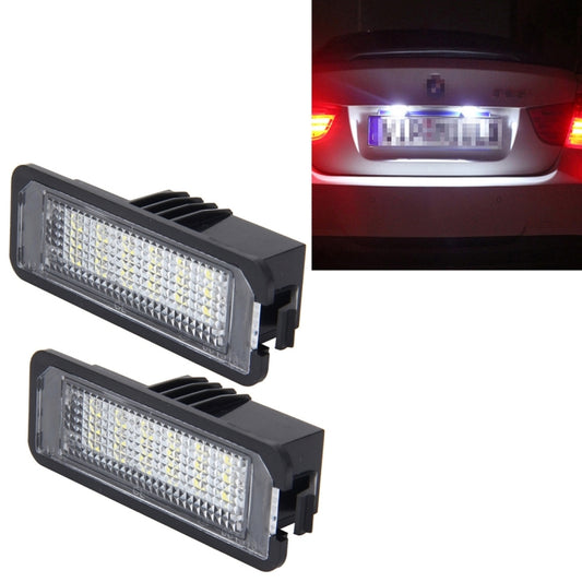2 PCS License Plate Light with 18  SMD-3528 Lamps for Volkswagen,2W 120LM,6000K, DC12V(White Light) - License Plate Lights by buy2fix | Online Shopping UK | buy2fix
