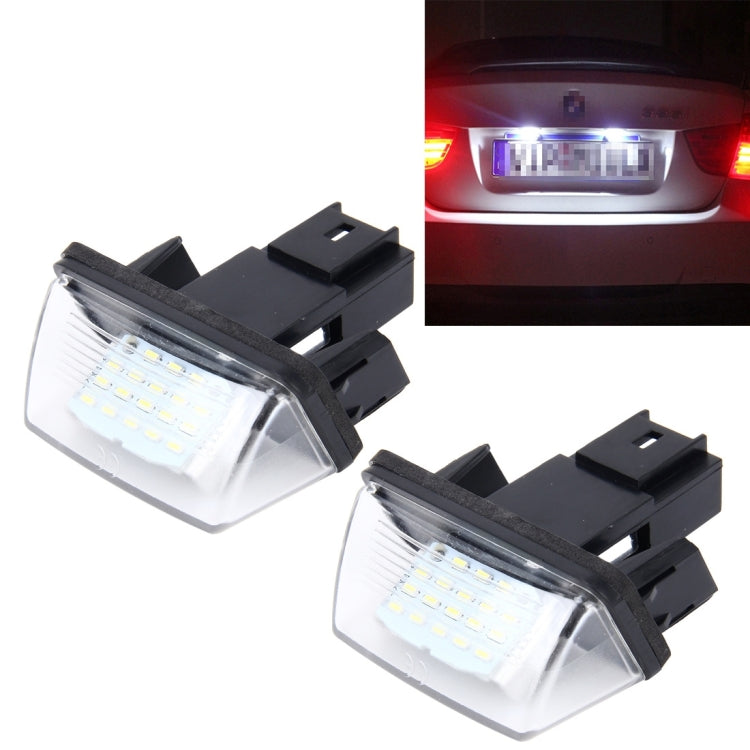 2 PCS License Plate Light with 24 SMD-3528 Lamps for Peugeot Citroen(White Light) - License Plate Lights by buy2fix | Online Shopping UK | buy2fix