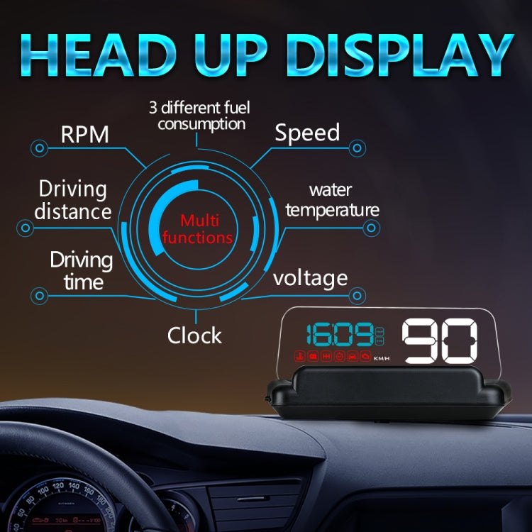 C500 Car HUD Virtual HD Projection Head-up Display, With Adjustable Reflection Board, Speed & RPM & Water Temperature & Oil Consumption & Driving Distance / Time & Voltage Display, Over Speed Alarm, Connect OBD2 Interface(Green) - Head Up Display System by buy2fix | Online Shopping UK | buy2fix