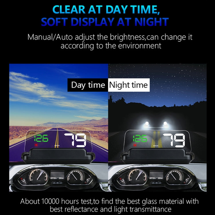 C500 Car HUD Virtual HD Projection Head-up Display, With Adjustable Reflection Board, Speed & RPM & Water Temperature & Oil Consumption & Driving Distance / Time & Voltage Display, Over Speed Alarm, Connect OBD2 Interface(White) - Head Up Display System by buy2fix | Online Shopping UK | buy2fix