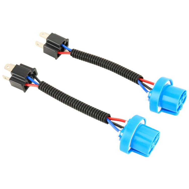 1 Pair H4 Male to 9007 Female Bulb Holder Base Male Socket with Wire - Wires by buy2fix | Online Shopping UK | buy2fix