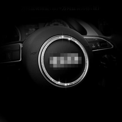 Car Aluminum Steering Wheel Decoration Ring with Diamonds For Audi(Silver) by buy2fix