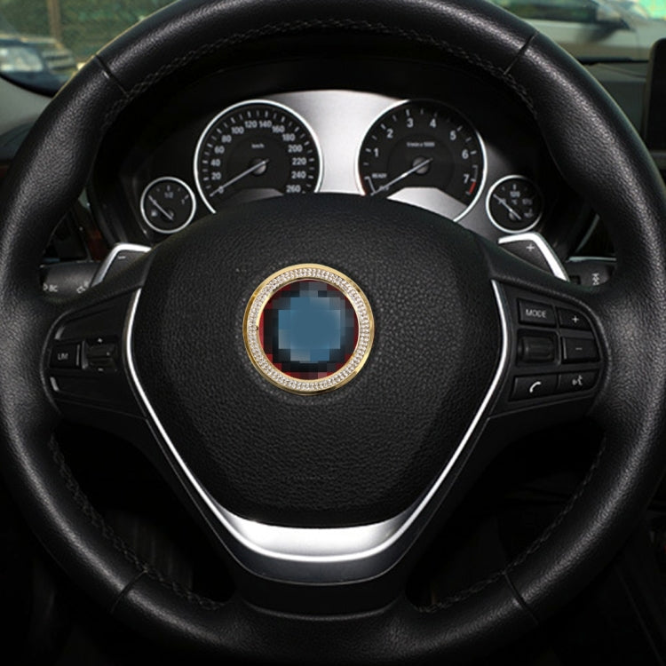 Car Aluminum Steering Wheel Decoration Ring with Diamonds For BMW(Gold) by buy2fix