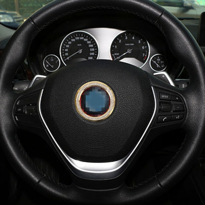 Car Aluminum Steering Wheel Decoration Ring with Diamonds For BMW(Gold) by buy2fix
