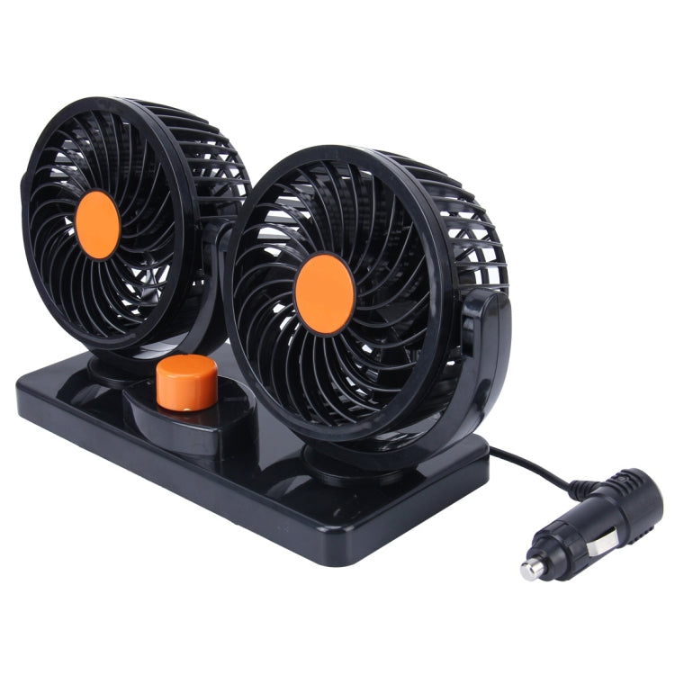 HUXIN HX-T304 10W 360 Degree Adjustable Rotation Two Head Low Noise Mini Electric Car Fan, DC 24V - Heating & Fans by buy2fix | Online Shopping UK | buy2fix