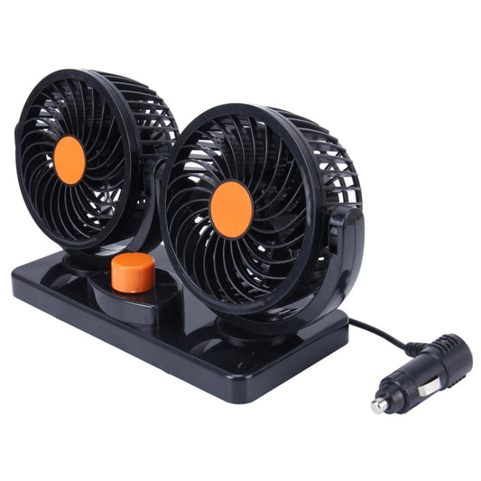 HUXIN HX-T304 10W 360 Degree Adjustable Rotation Two Head Low Noise Mini Electric Car Fan, DC 24V by buy2fix