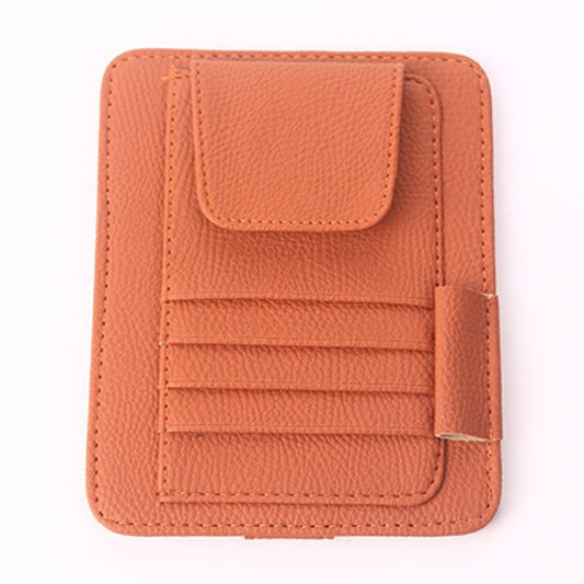 Multi-functional Auto Car Sun Visor Sunglass Holder Card Bill Ticket Storage Holder Pouch Bag(Brown) by buy2fix
