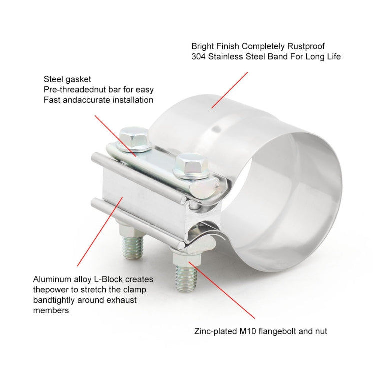 4 inch Car Turbo Exhaust Downpipe Stainless Steel Lap Joint Band Clamp - In Car by buy2fix | Online Shopping UK | buy2fix