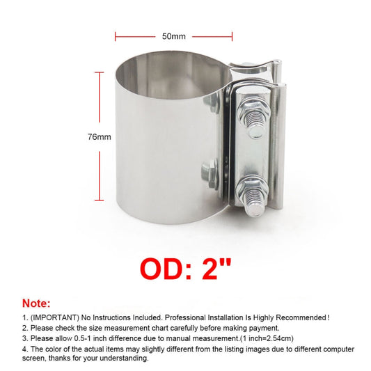 2.0 inch Car Turbo Exhaust Downpipe Stainless Steel Lap Joint Band Clamp by buy2fix