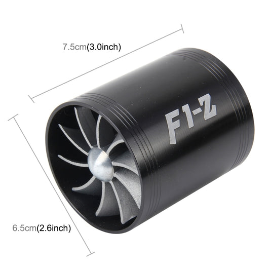 F1-Z Car Stainless Universal Supercharger Dual Double Turbine Air Intake Fuel Saver Turbo Turboing Charger Fan Set kit(Black) by buy2fix