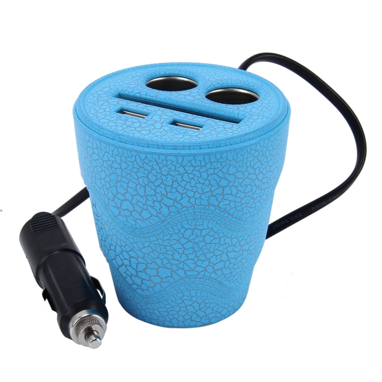 D-24 Crocodile Texture Car Cup Charger 2.1A/1A Dual USB Ports Car 12V-24V Charger with 2-Socket Cigarette and Card Socket - Cigar Socket by buy2fix | Online Shopping UK | buy2fix