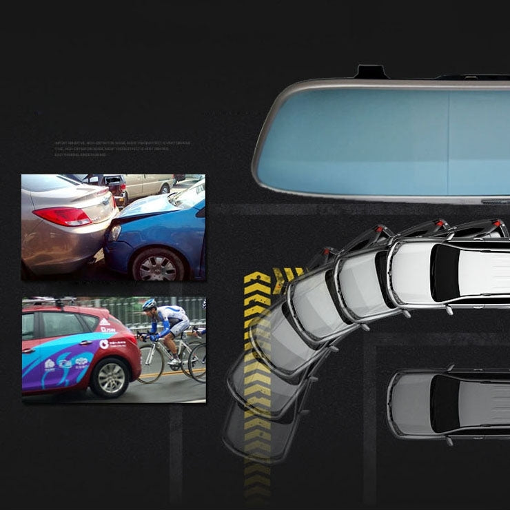 5 inch IPS Touch Screen Rear View Mirror Car Recorder with Dual Channel 720P Car Black Box, Separate Camera, Support 32GB TF Card, Night Vision, 150 Degree Wide Angle Viewing by buy2fix