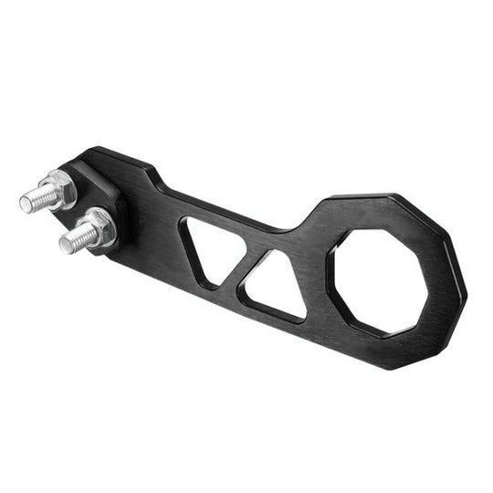 Anneau de remorque de crochet de remorquage arrière en alliage d'aluminium pour voiture universelle avec 2 x trous de vis (noir)