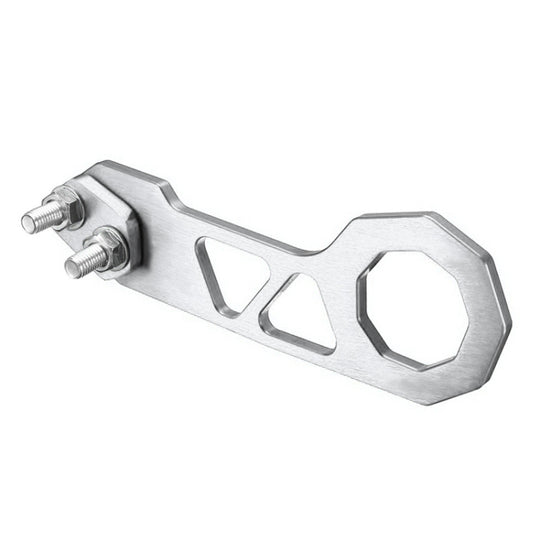 Anneau de remorque de crochet de remorquage arrière en alliage d'aluminium pour voiture universelle avec 2 x trous de vis (argent)