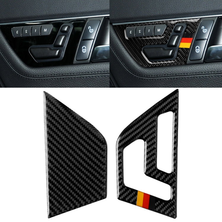 2 PCS German Flag Car Carbon Fiber Right Drive Seat Adjustment Panel Decorative Sticker for Mercedes-Benz W204 2007-2013 - Car Interior Mouldings by buy2fix | Online Shopping UK | buy2fix