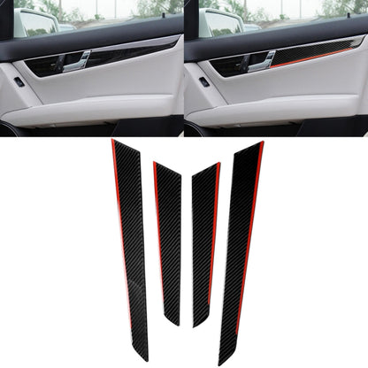 4 PCS Car Carbon Fiber Red Inner Door Panel Decorative Sticker for Mercedes-Benz W204 2007-2013 by buy2fix