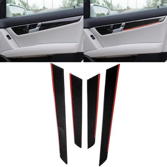 4 PCS Car Carbon Fiber Red Inner Door Panel Decorative Sticker for Mercedes-Benz W204 2007-2013 by buy2fix