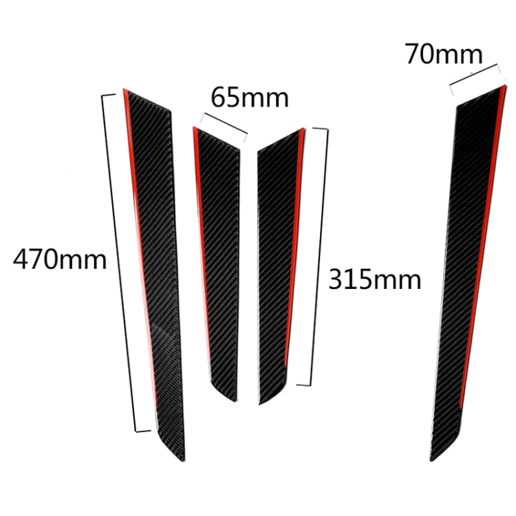 4 PCS Car Carbon Fiber Red Inner Door Panel Decorative Sticker for Mercedes-Benz W204 2007-2013 by buy2fix