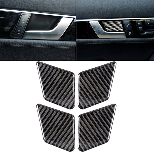 4 PCS Car Solid Color Carbon Fiber Door Inner Handle Wrist Panel Decorative Sticker for Mercedes-Benz C Class 2007-2013 / E Class 2009-2016 by buy2fix