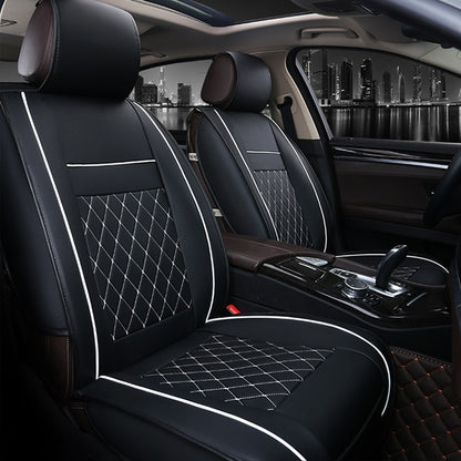 Car Leather Full Coverage Seat Cushion Cover, Standard Version, Only One Seat(Black White) by buy2fix