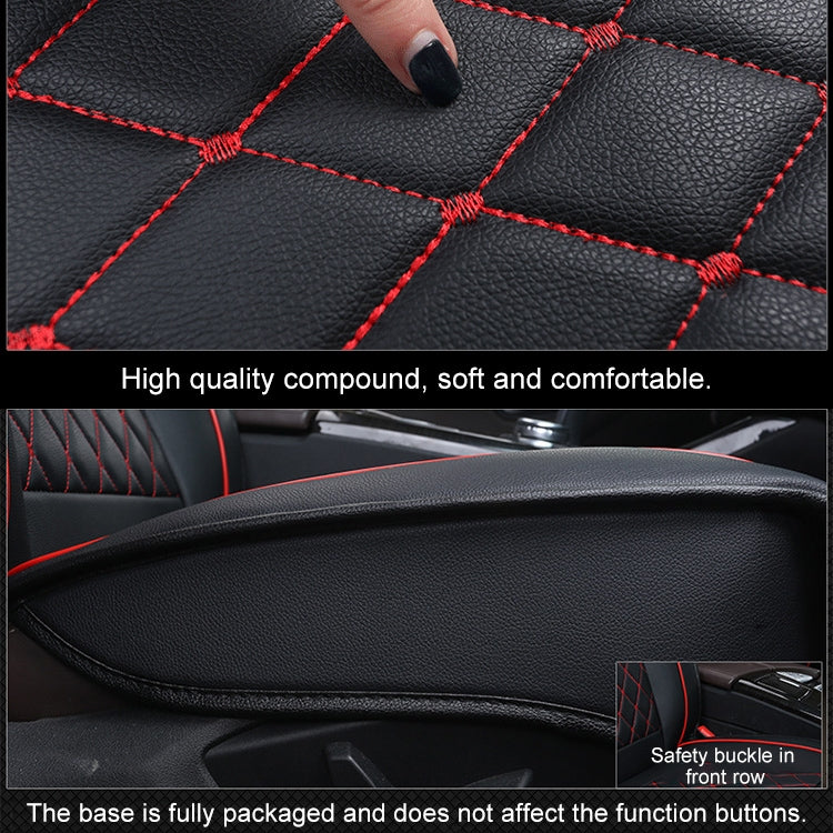 Car Leather Full Coverage Seat Cushion Cover, Luxury Version,Only One Front Seat(Black White) by buy2fix