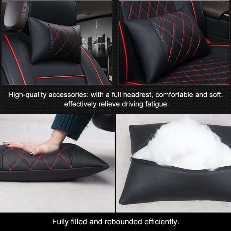 Car Leather Full Coverage Seat Cushion Cover, Luxury Version,Only One Front Seat(Black White) by buy2fix