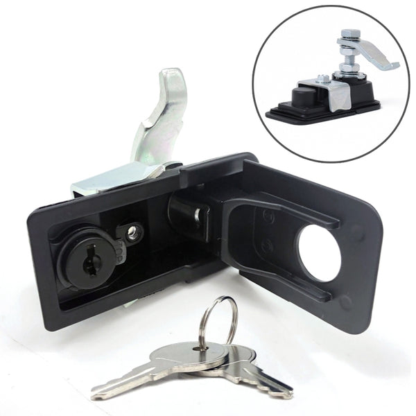 Adjustable Black Paddle Entry Door Latch & Keys Tool Box Lock for Trailer / Yacht / Truck by buy2fix