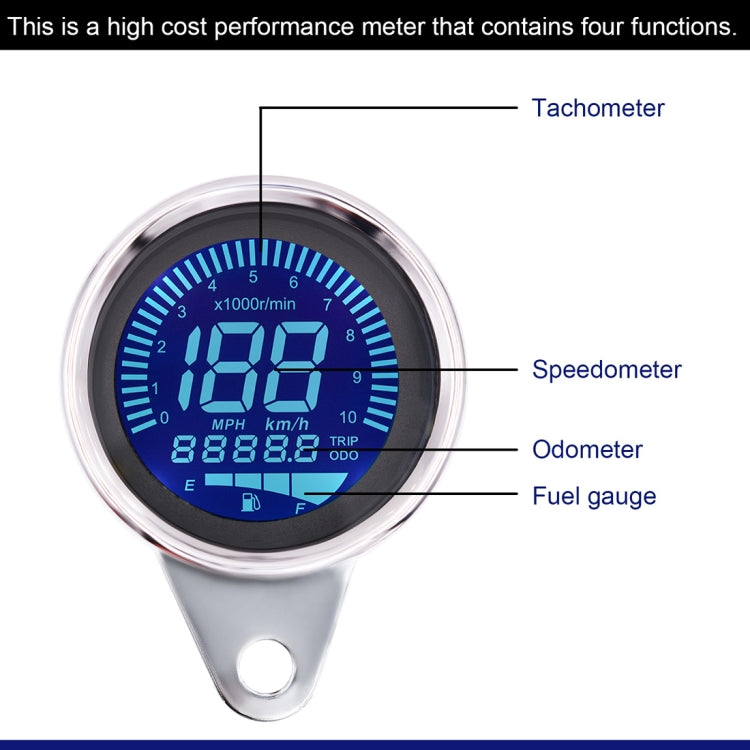Motorcycle Multi-functional Modification Instrumentation Motorcycle Odometer Speedometer Tachometer Oil Gauge(Silver) by buy2fix