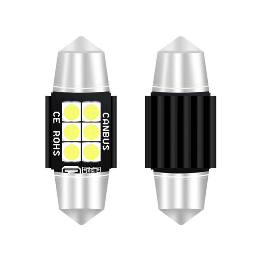 2 pièces 31mm DC12V-24V 3W 6000K 660LM 6LEDs SMD-3030 lampe de lecture de voiture/éclairage de plaque d'immatriculation
